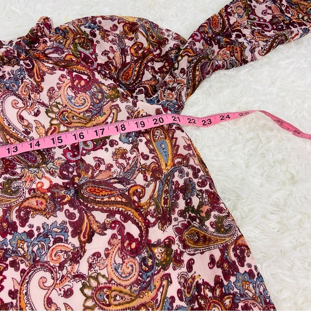JESSICA SIMPSON MATERNITY pink tassel paisley peasant boho blouse size small - Picture 8 of 15